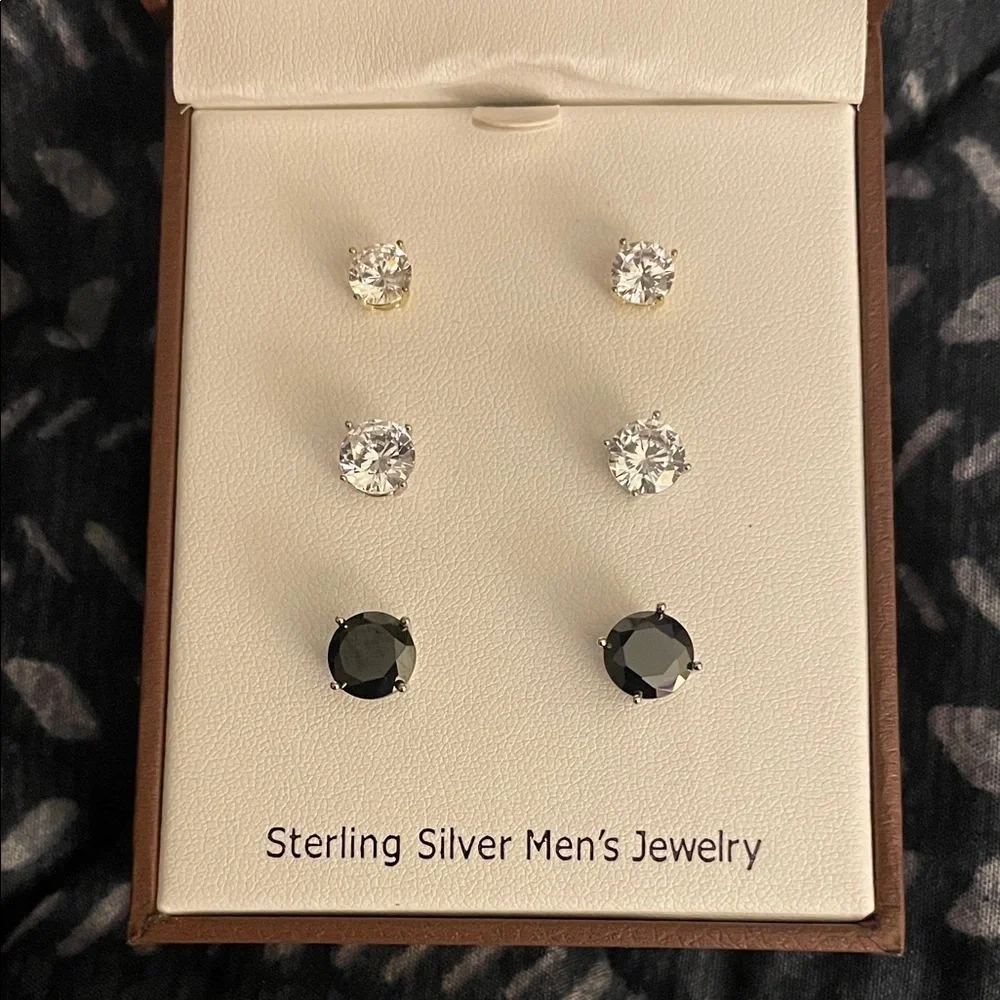 Blac Label Heritage Silver and Black Men's Stud Set